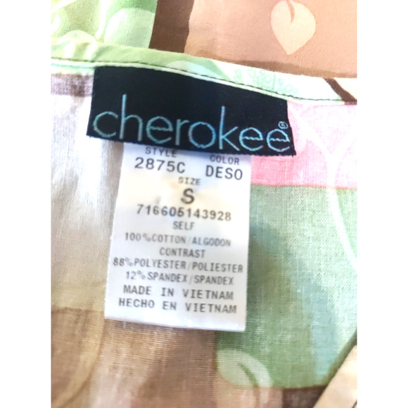 Vintage Cherokee Women's Scrub Top Size Small Pink Blue Brown Faded Look - Picture 5 of 7